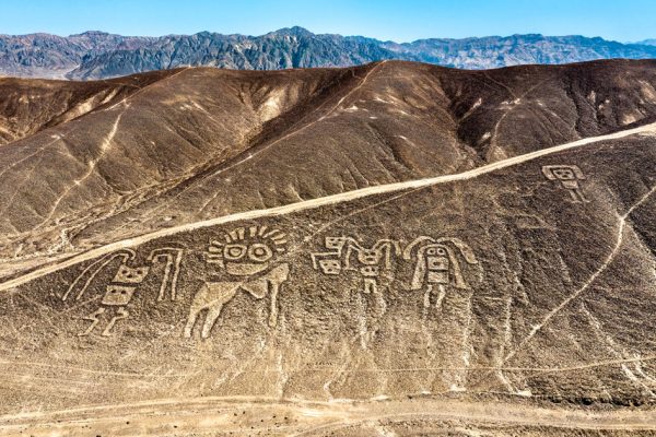 Aerial View of Palpa Geoglyphs. UNESCO world heritage in Peru